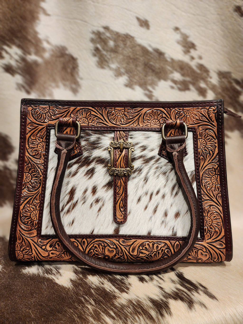 Cowhide Tooled Brown