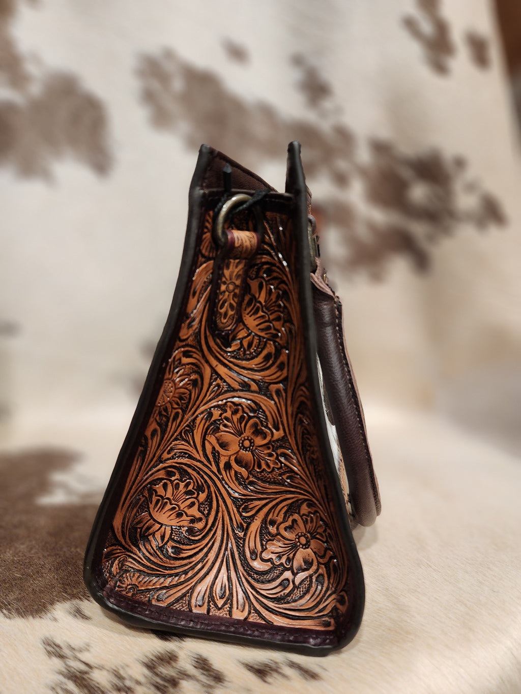Cowhide Tooled Brown