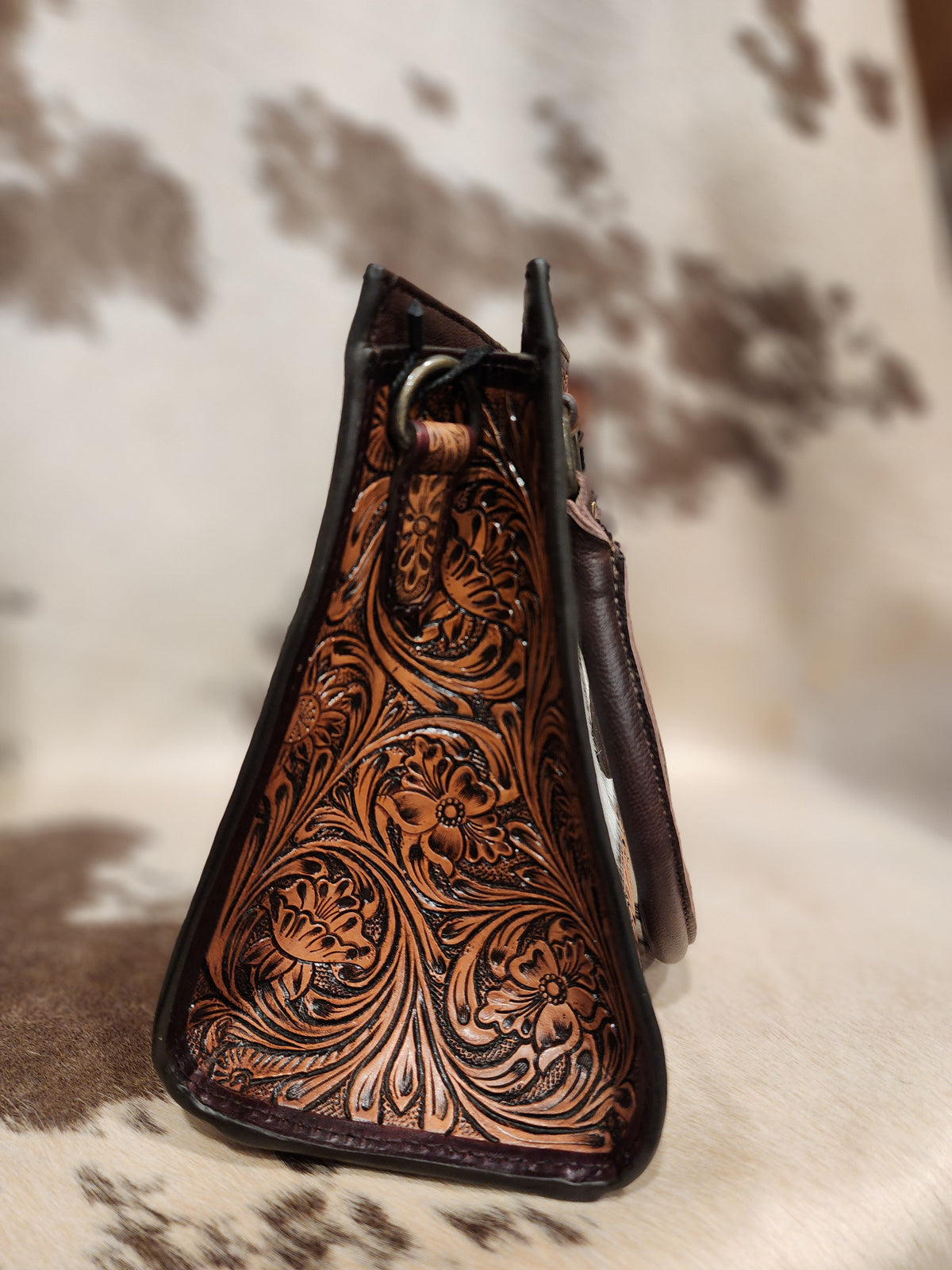 Cowhide Tooled Brown