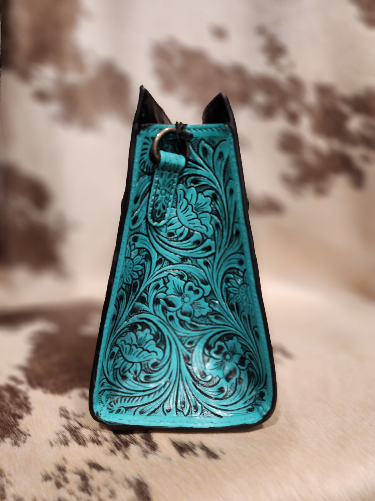 Cowhide Tooled Black