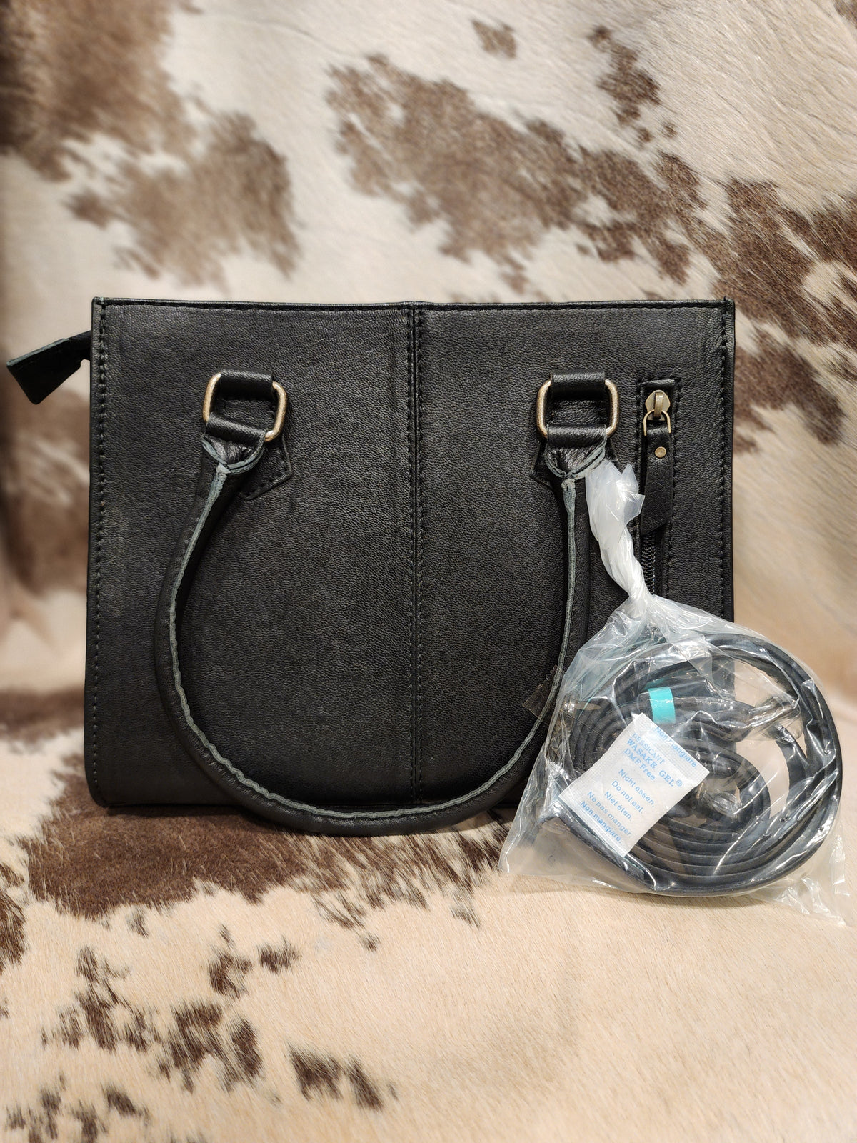 Cowhide Tooled Black