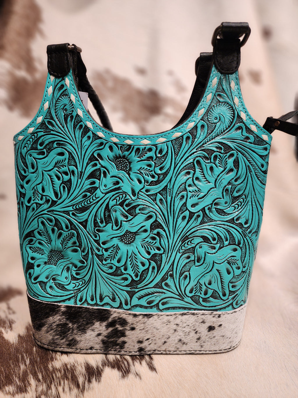 Turquoise & Cowhide Purse Turquoise