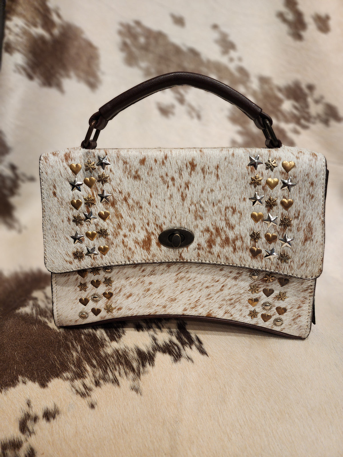 Cowhide + Tack Flip Purse