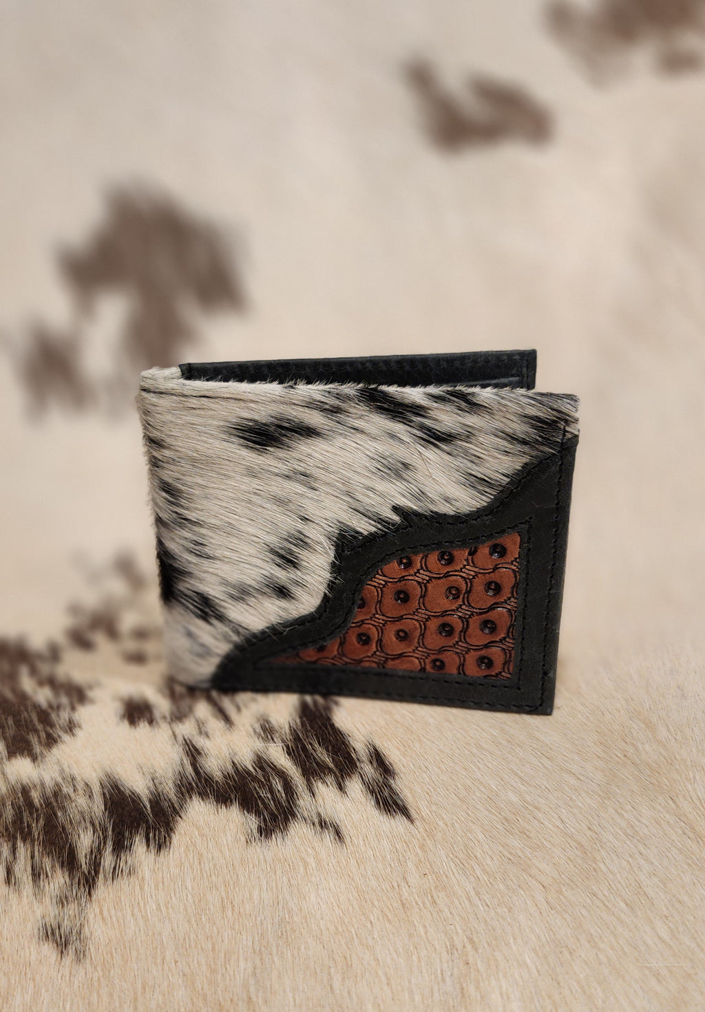 Cowhide + Tooled Wallet Black