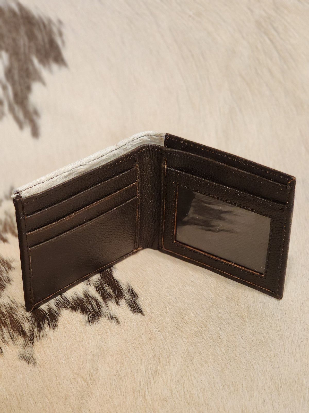 Cowhide + Tooled Wallet Brown