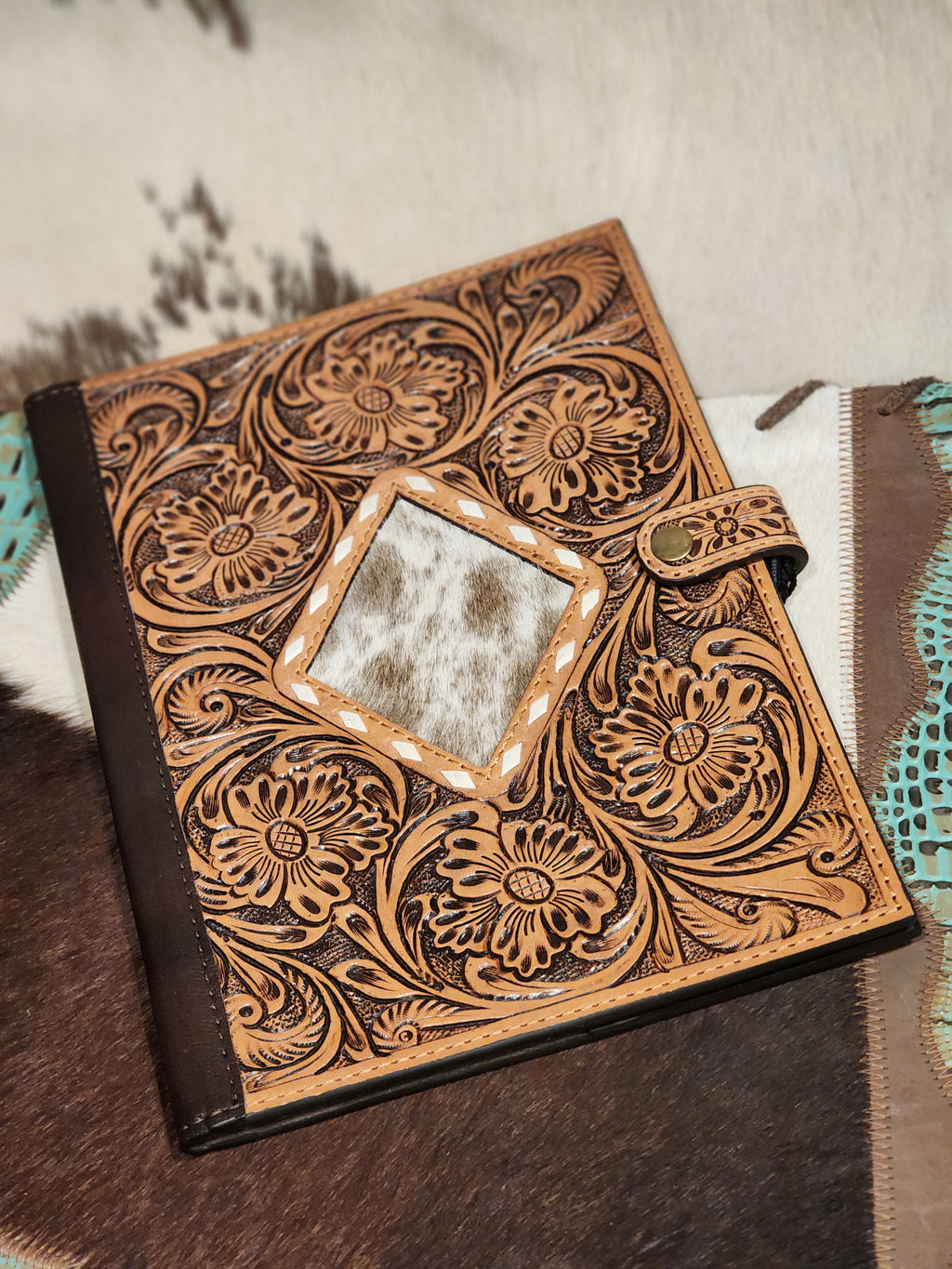 Tooled + Cowhide Book Cover