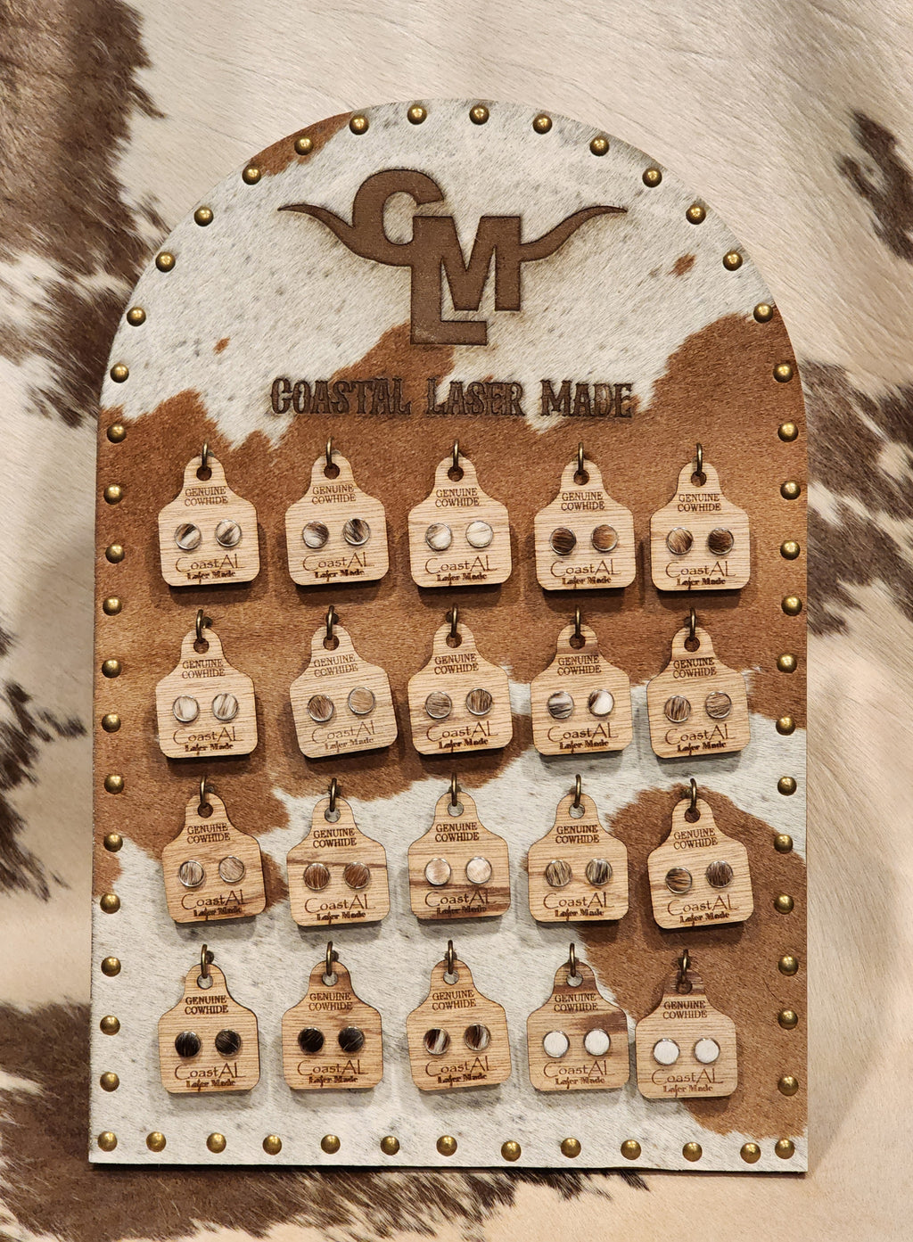 Cowhide stud earrings