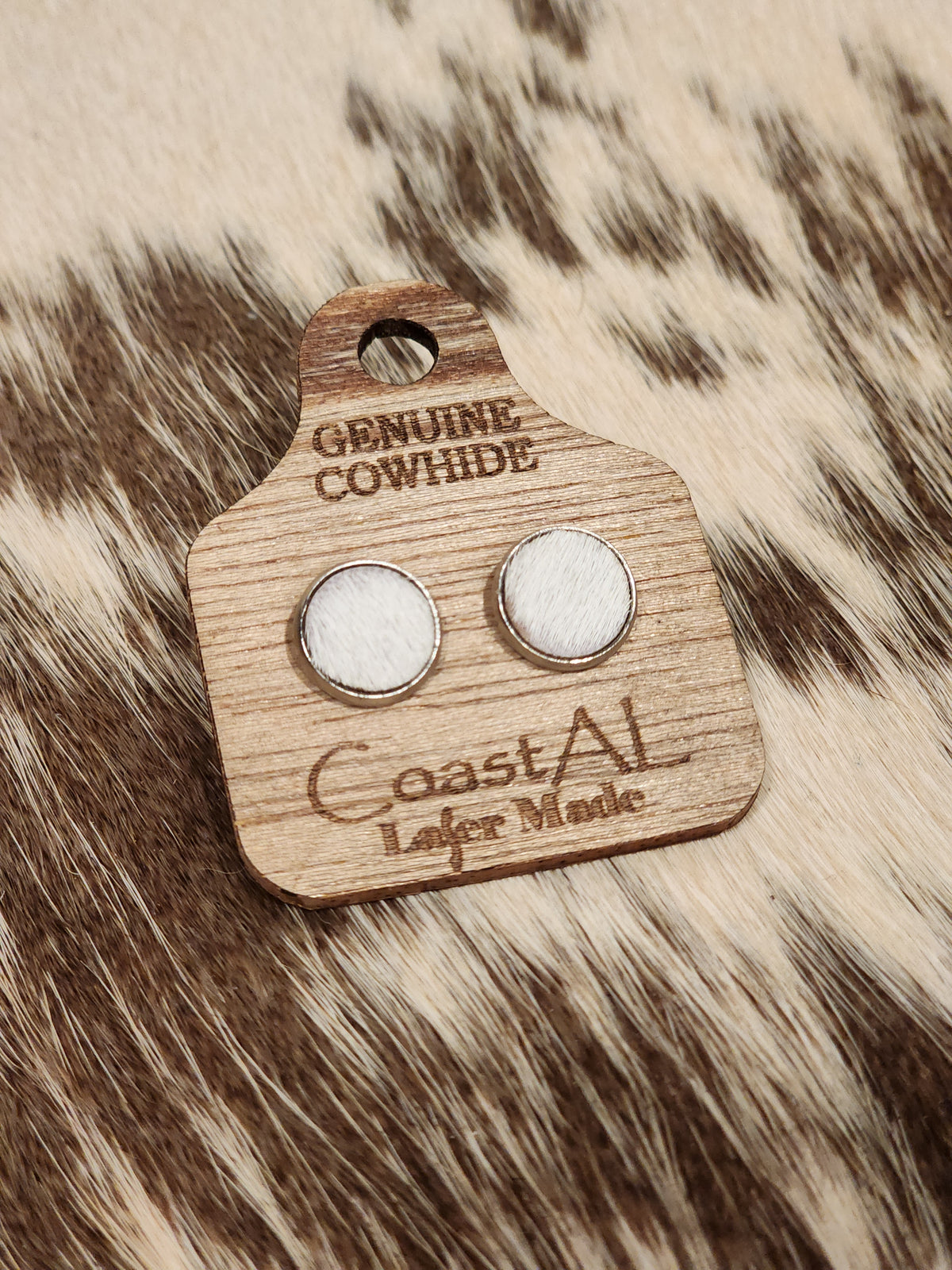 Cowhide stud earrings