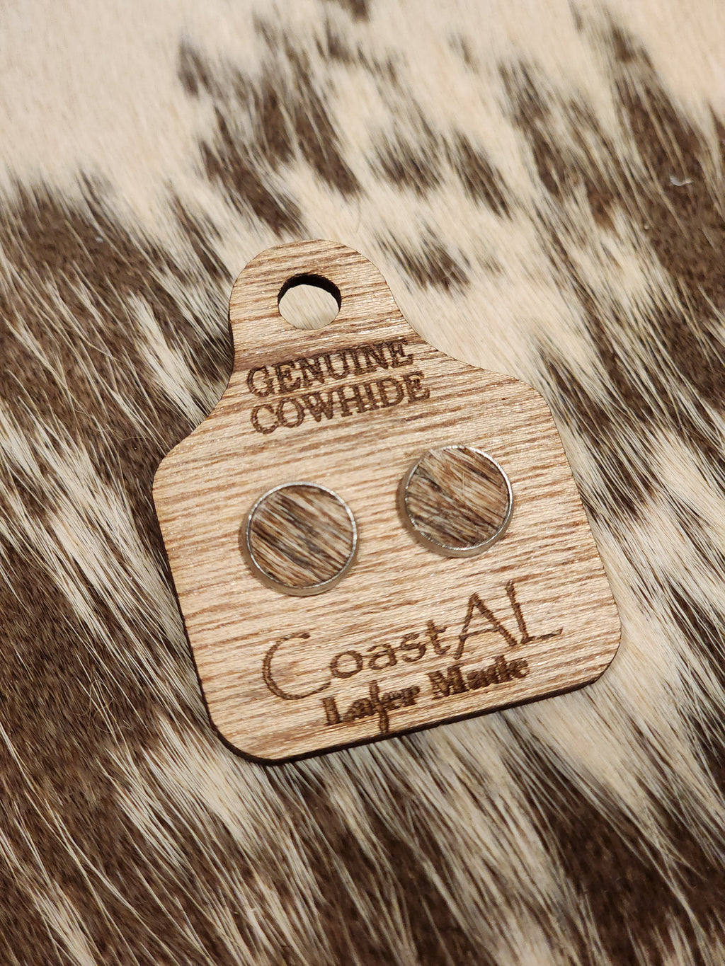 Cowhide stud earrings