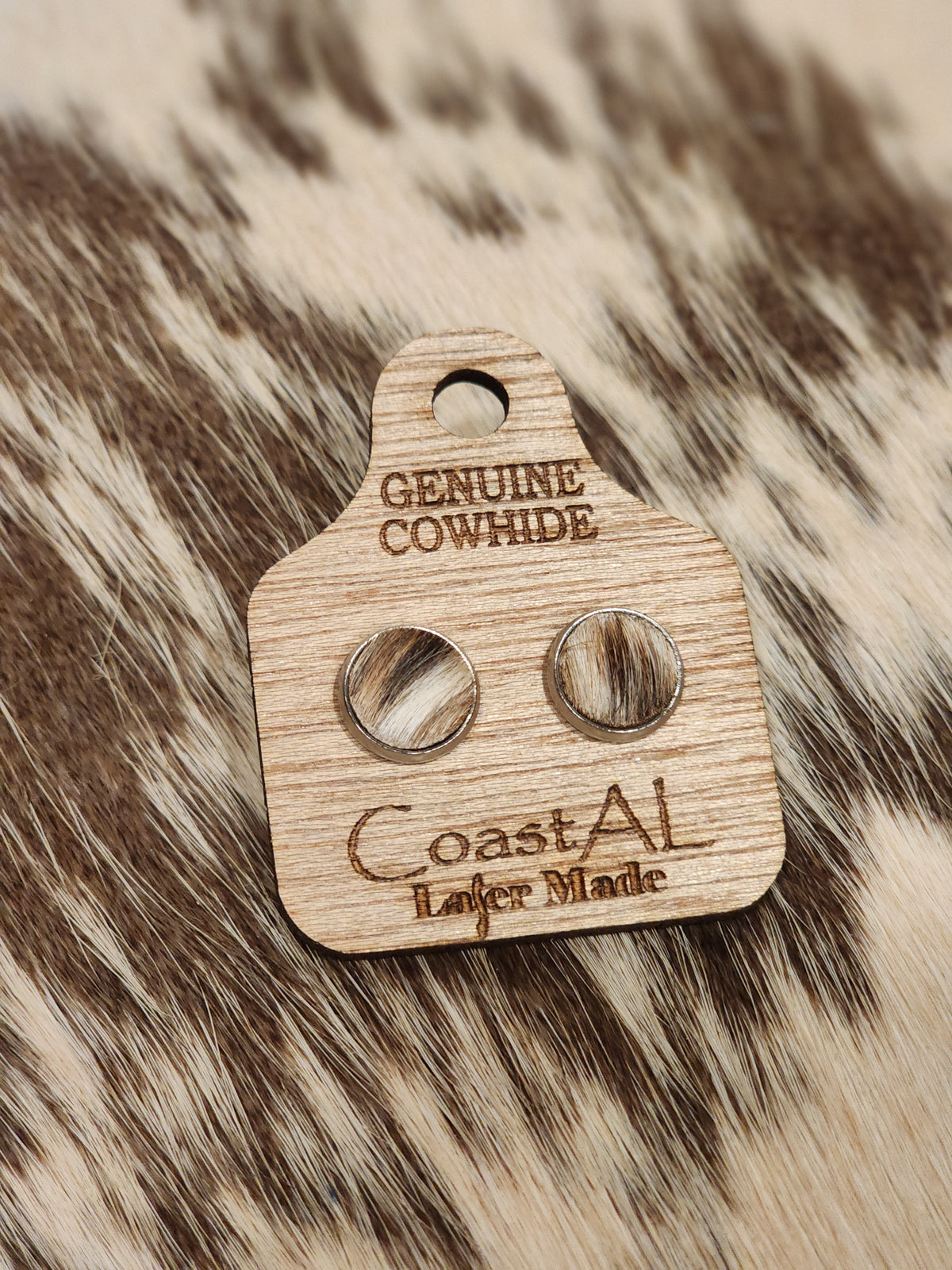 Cowhide stud earrings