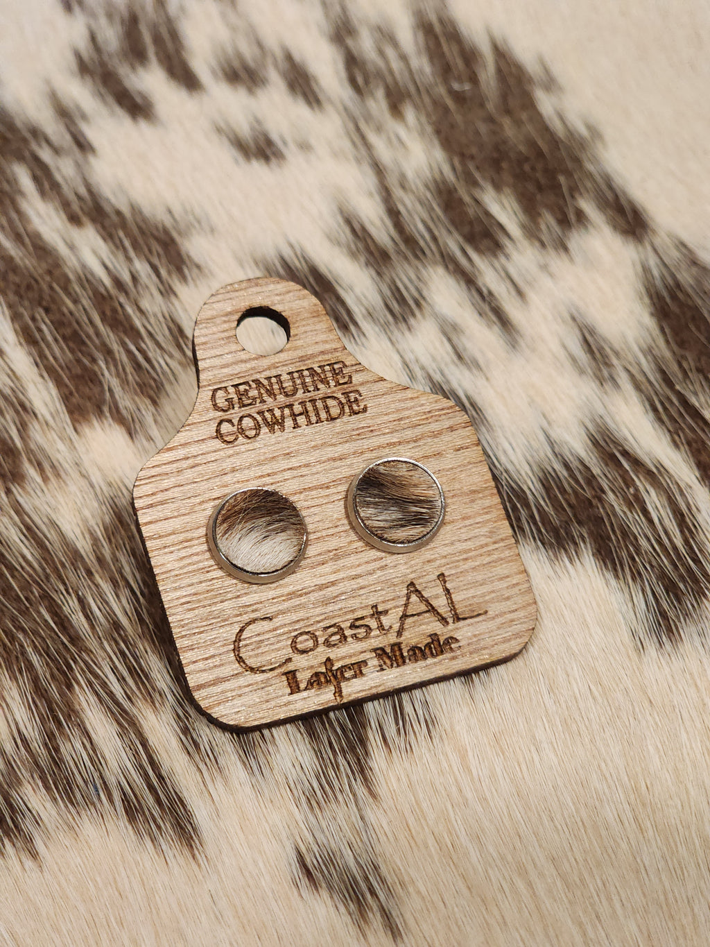 Cowhide stud earrings