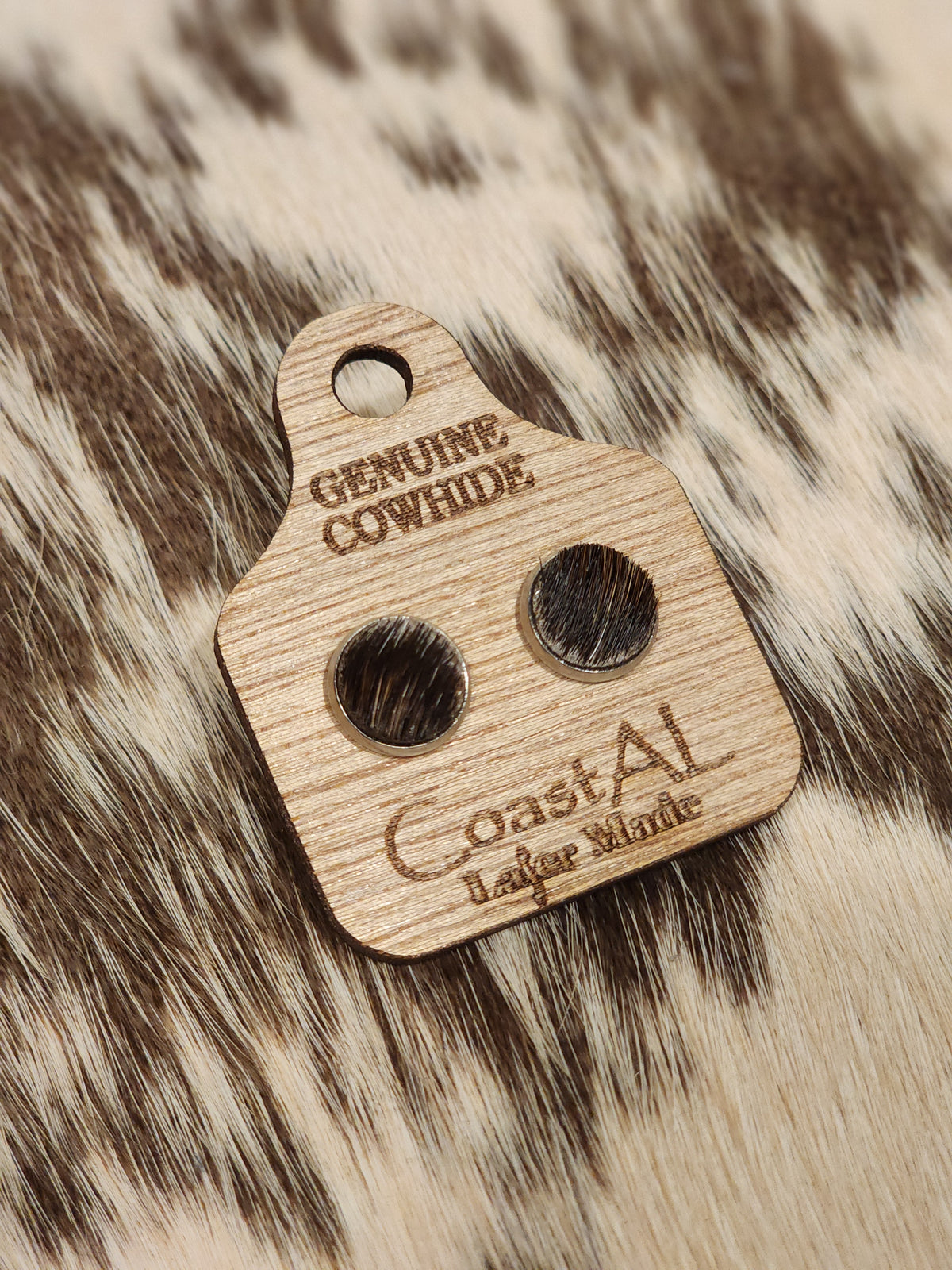 Cowhide stud earrings