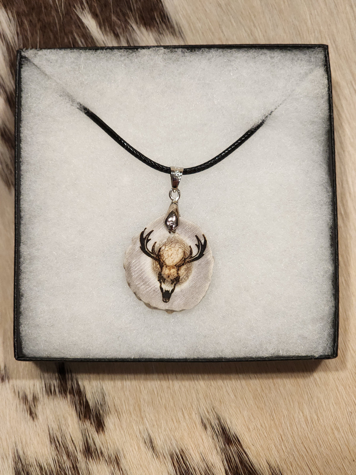 Necklace - Laser Engraved Deer Antler