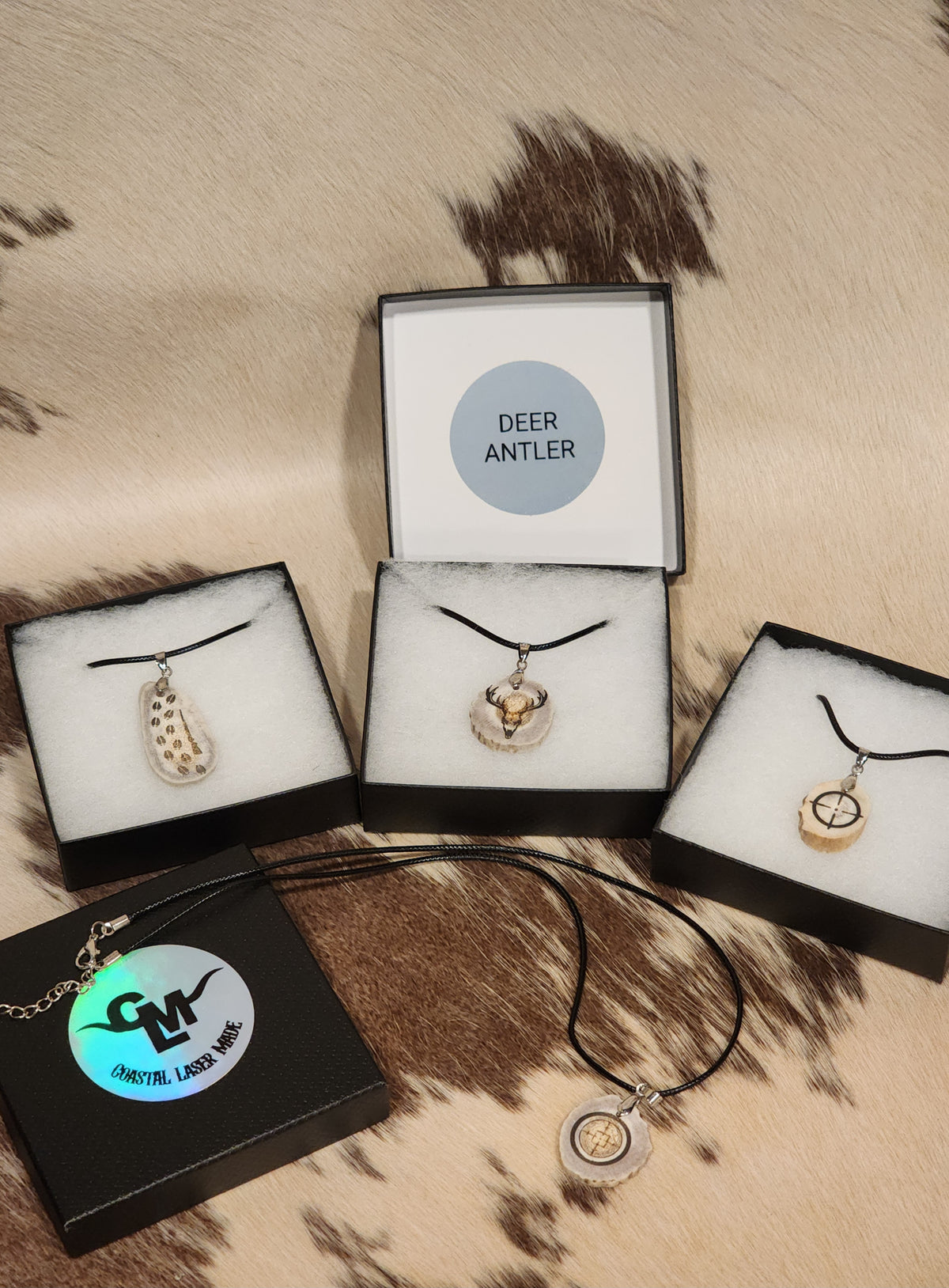 Necklace - Laser Engraved Deer Antler