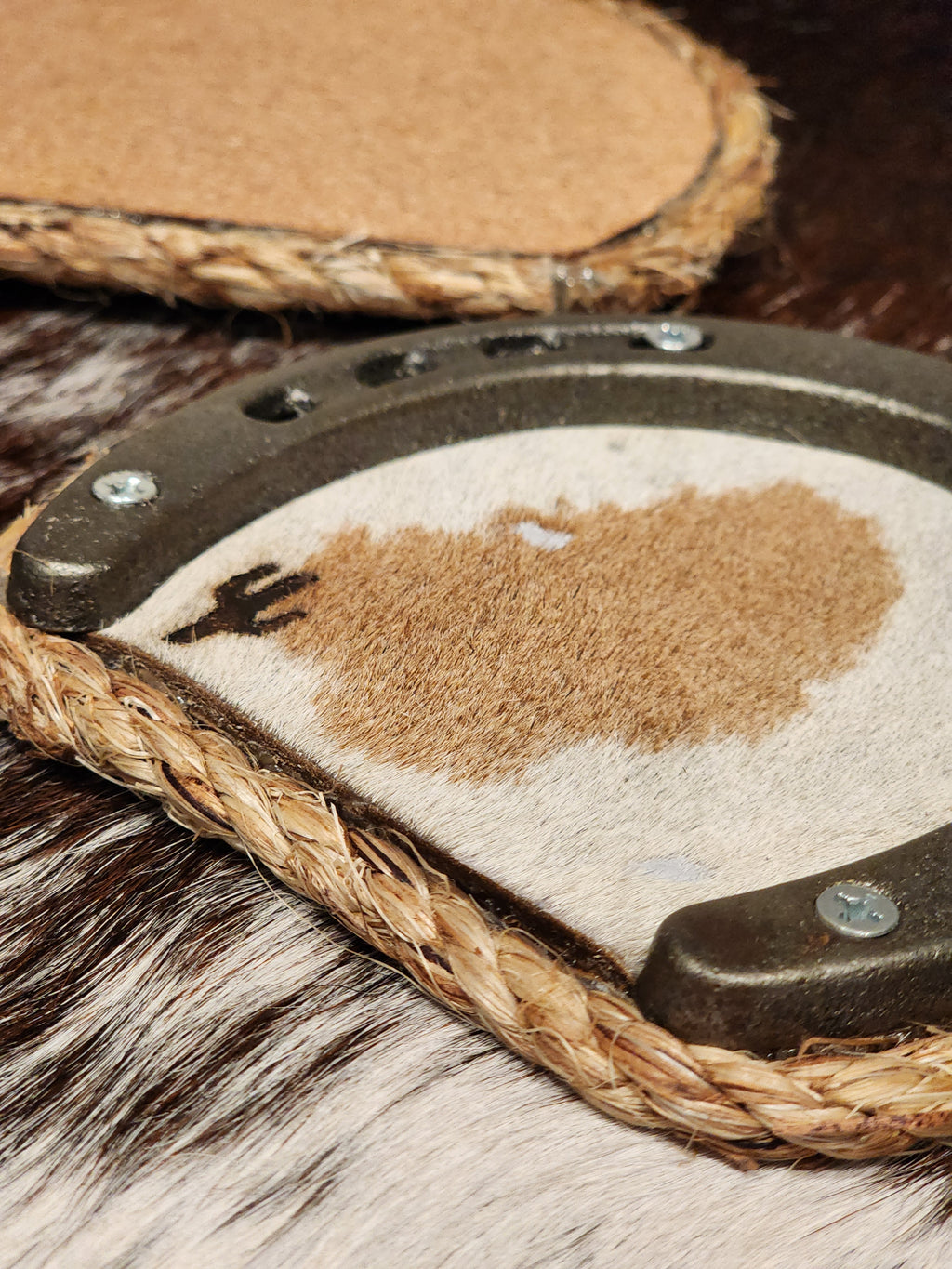 Cowhide Coaster Cactus Set of 2