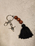 Keychain Beaded Tassel + Skull