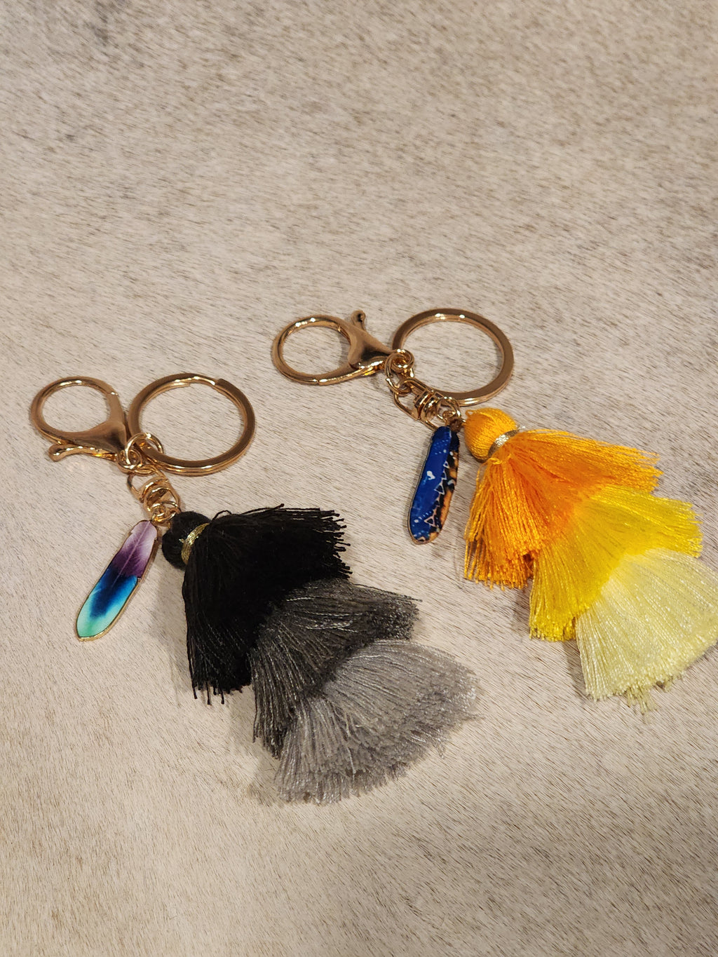 Keychain Layered Tassel + Feather