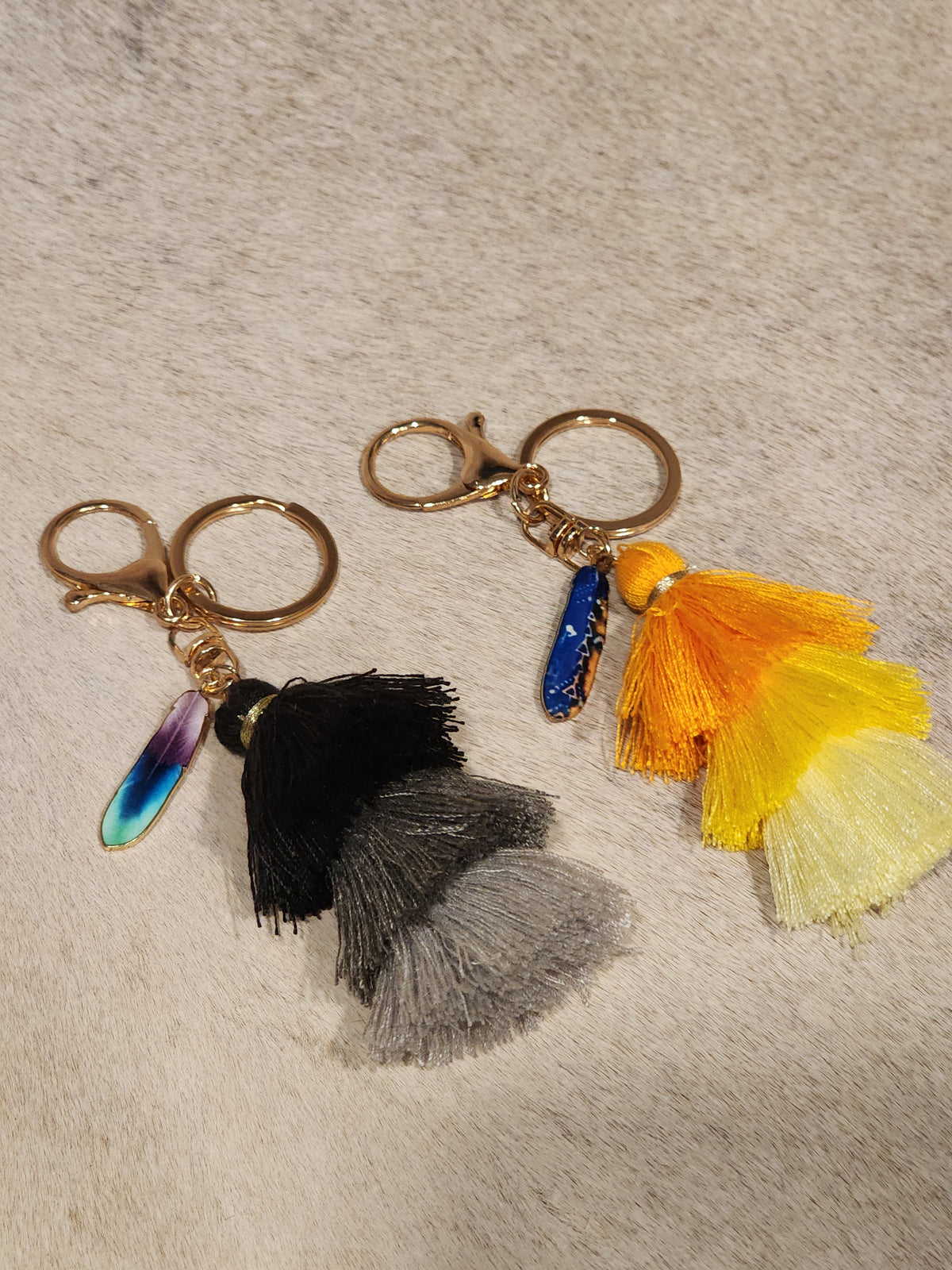 Keychain Layered Tassel + Feather