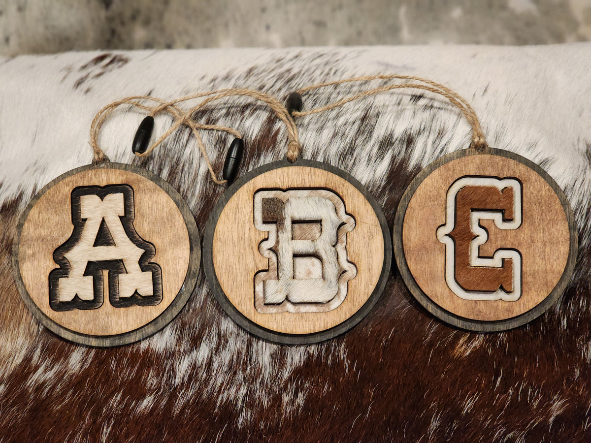 Car Charms - Cowhide & Wood