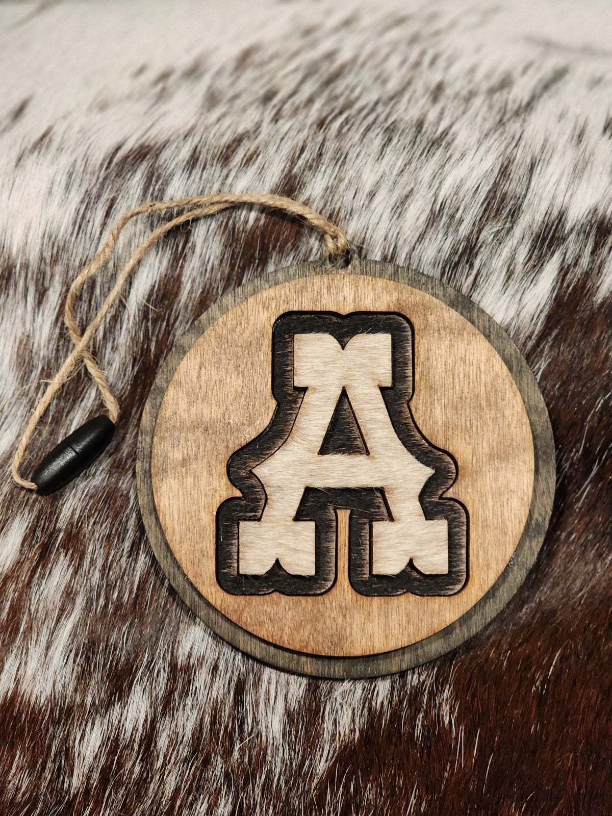 Car Charms - Cowhide & Wood