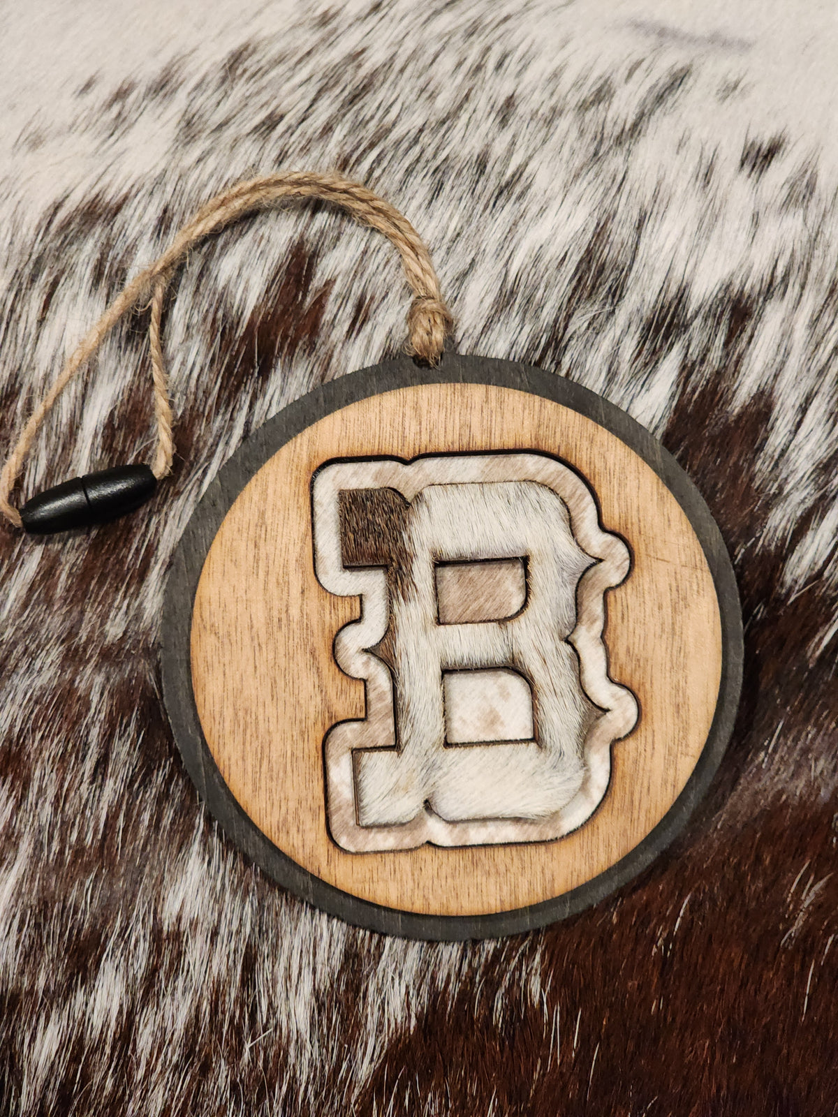 Car Charms - Cowhide & Wood