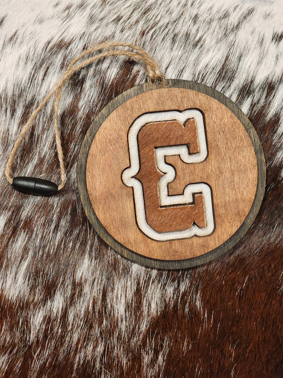 Car Charms - Cowhide & Wood