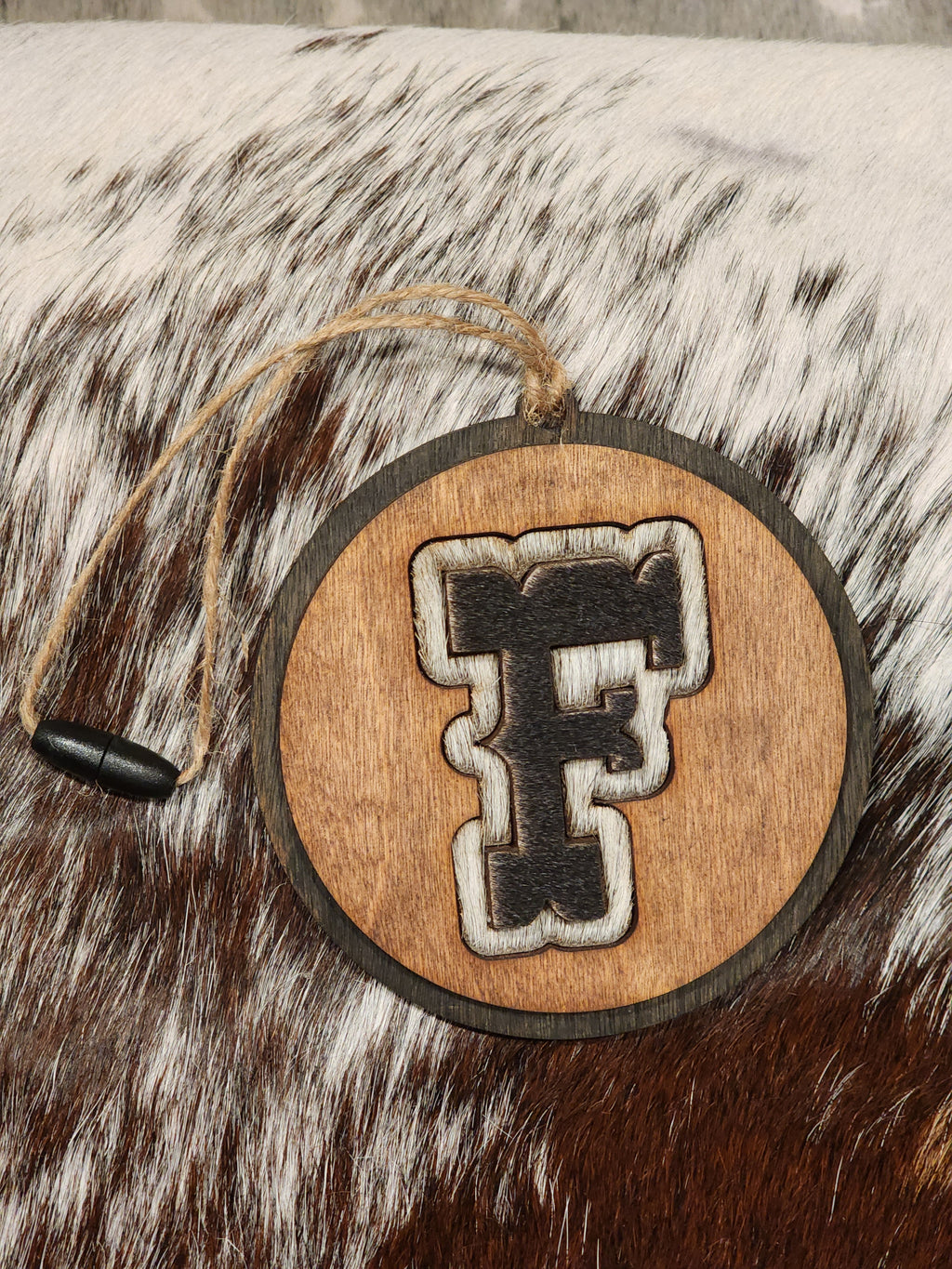 Car Charms - Cowhide & Wood