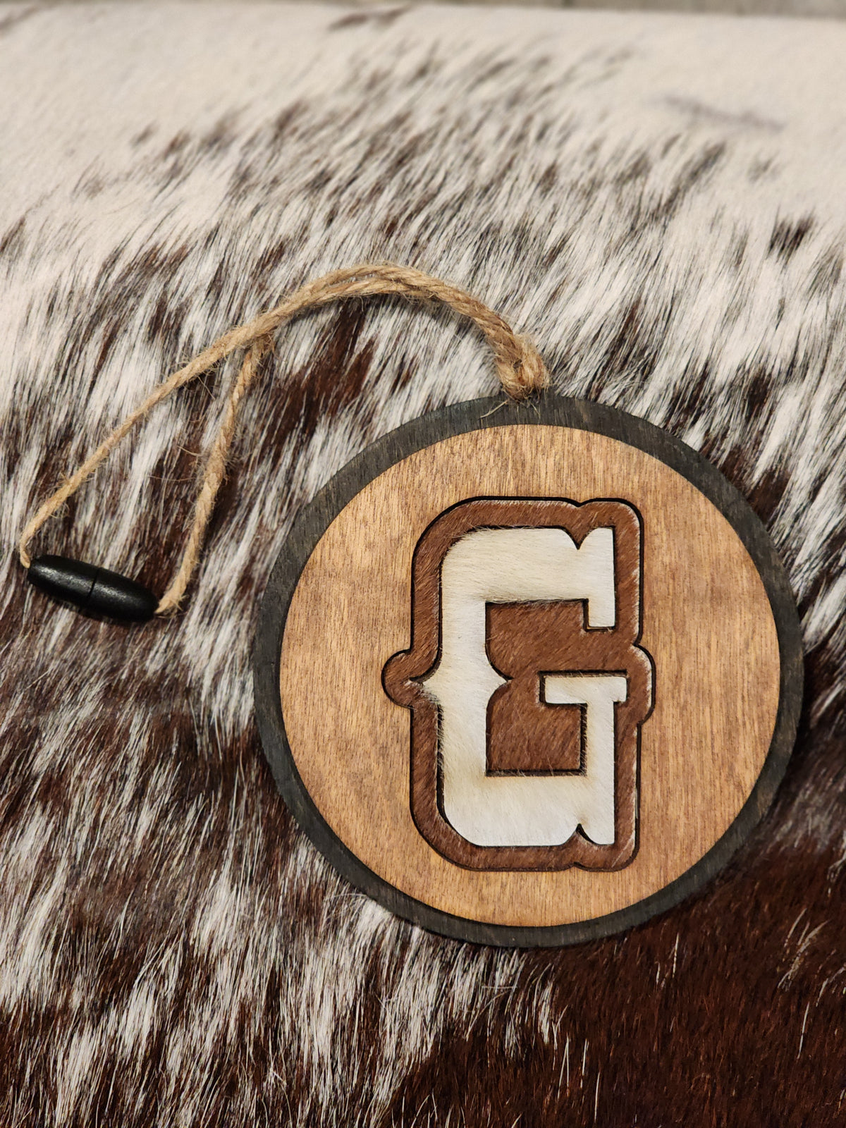 Car Charms - Cowhide & Wood