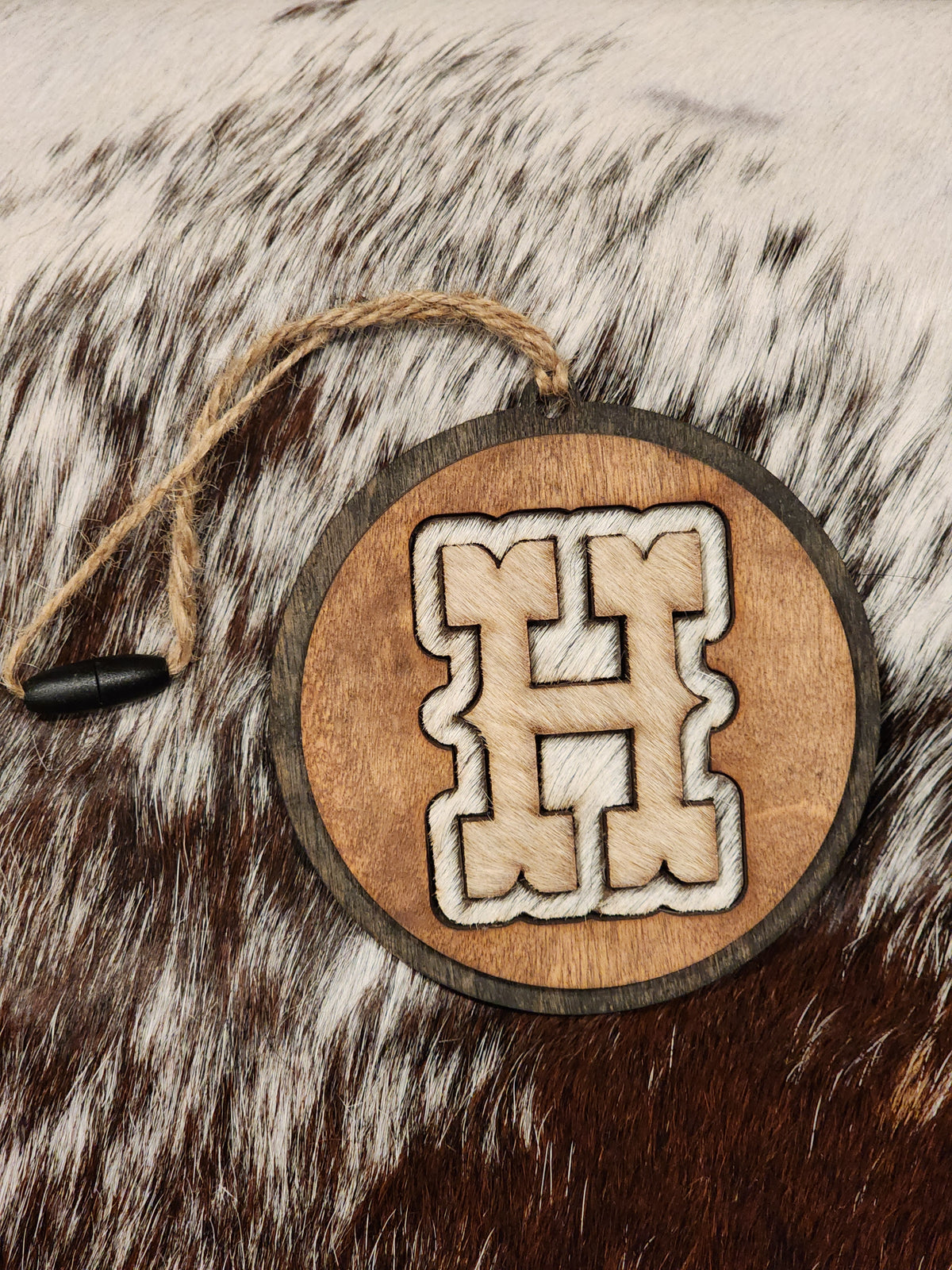 Car Charms - Cowhide & Wood