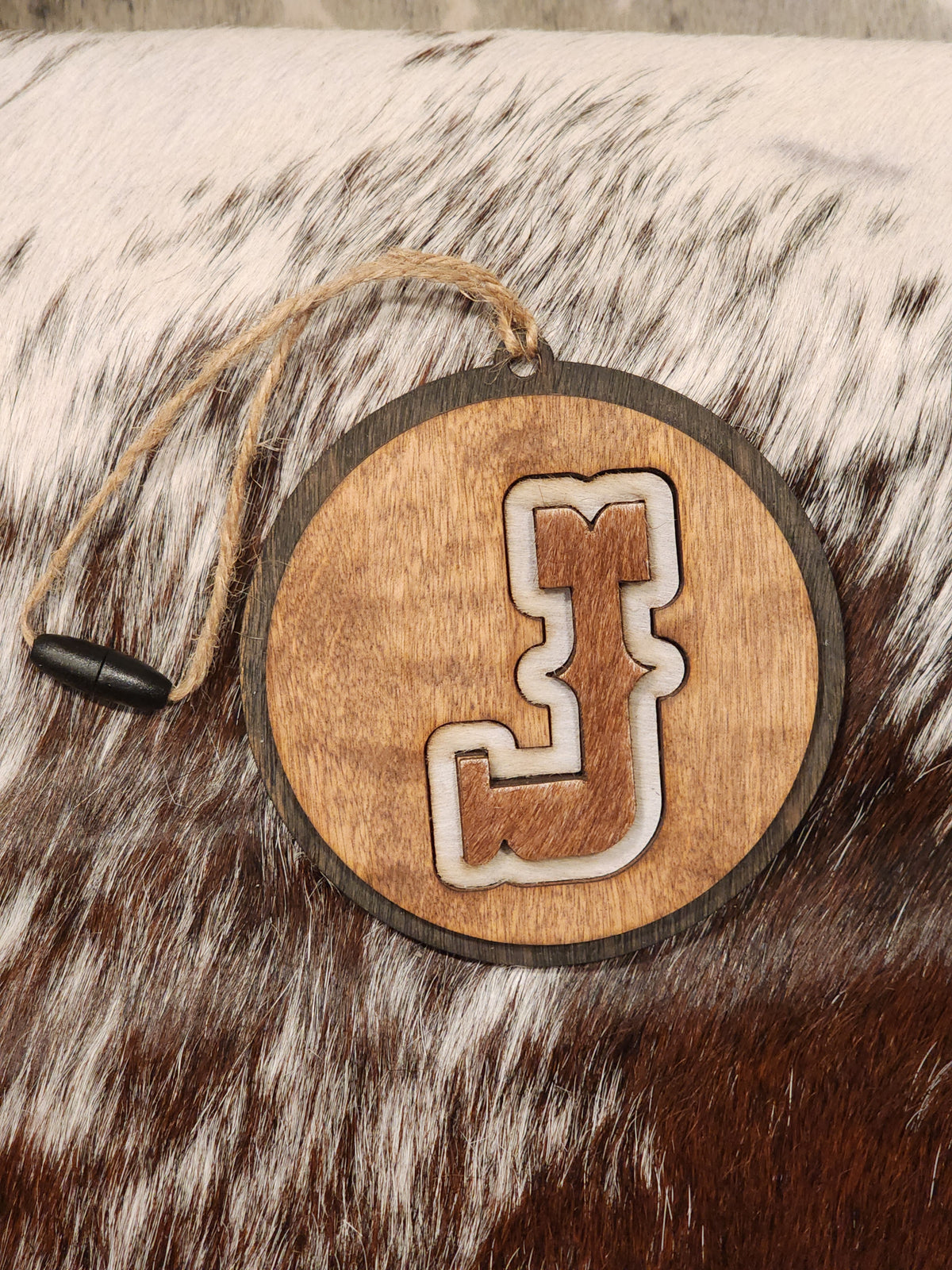 Car Charms - Cowhide & Wood