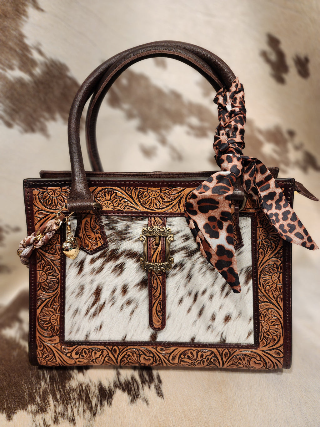 Cowhide Tooled Brown