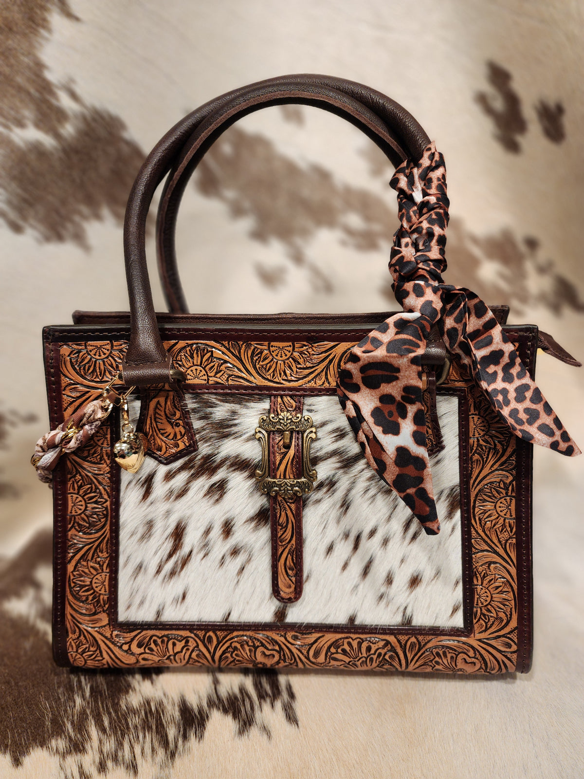 Cowhide Tooled Brown