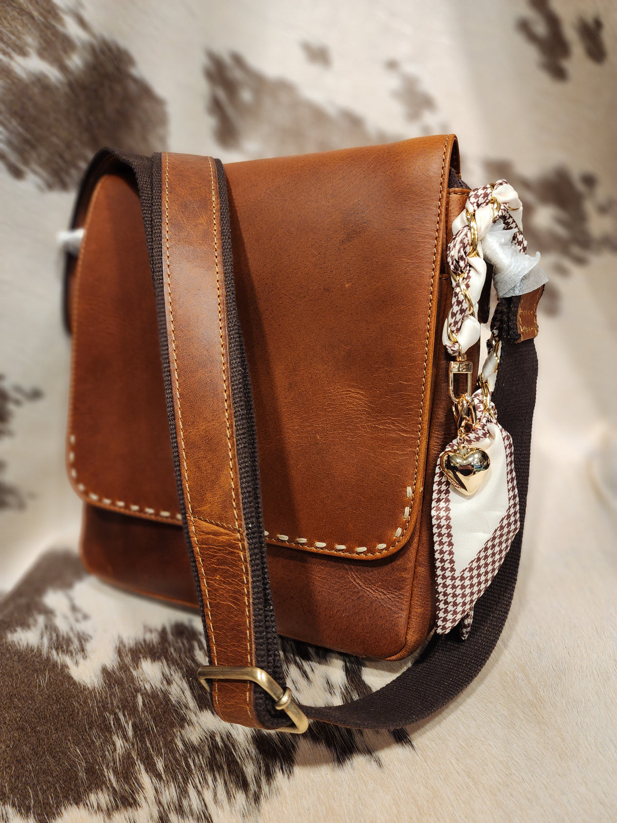 Oiled Leather Flip Top Crossbody